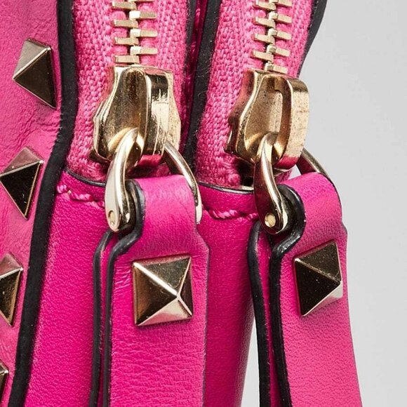 Valentino Fuchsia Leather Rockstud Double Zip Crossbody Bag - Picture 6 of 12